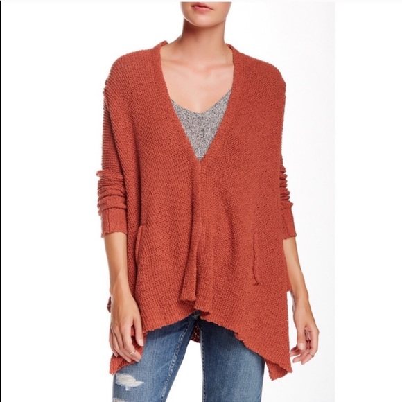 Shark Bite Hem Cardigan In Rust | Poshmark